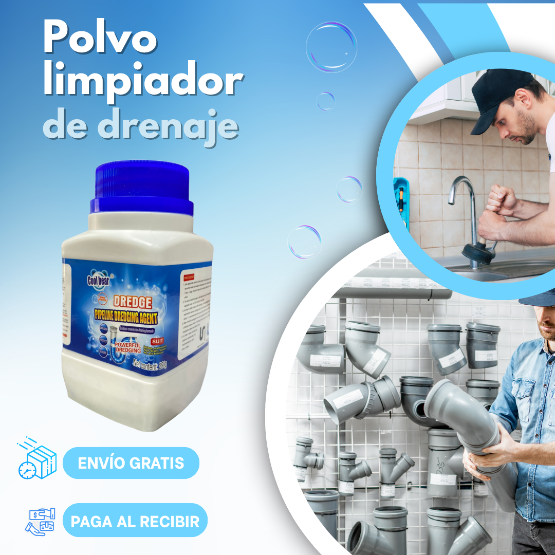 Polvo Limpiador De Drenaje - Destapador potente de tuberías