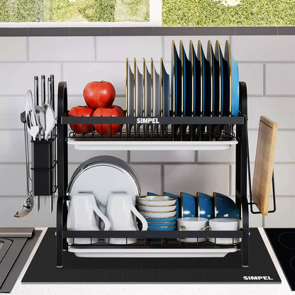 Escurridor de Platos 2 Niveles + Tapete de Regalo🎁 – Compacto, Resistente y Antigoteo | SIMPEL®